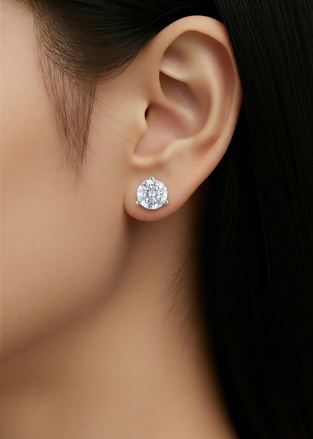 Round 3 Prong Martini Lab Grown Diamond Studs